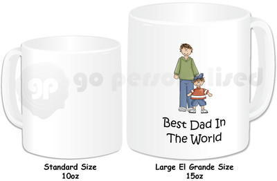 Personalisierte El Grande große 15 Unzen Tasse - Best Dad Design (Junge) - beliebiger Name