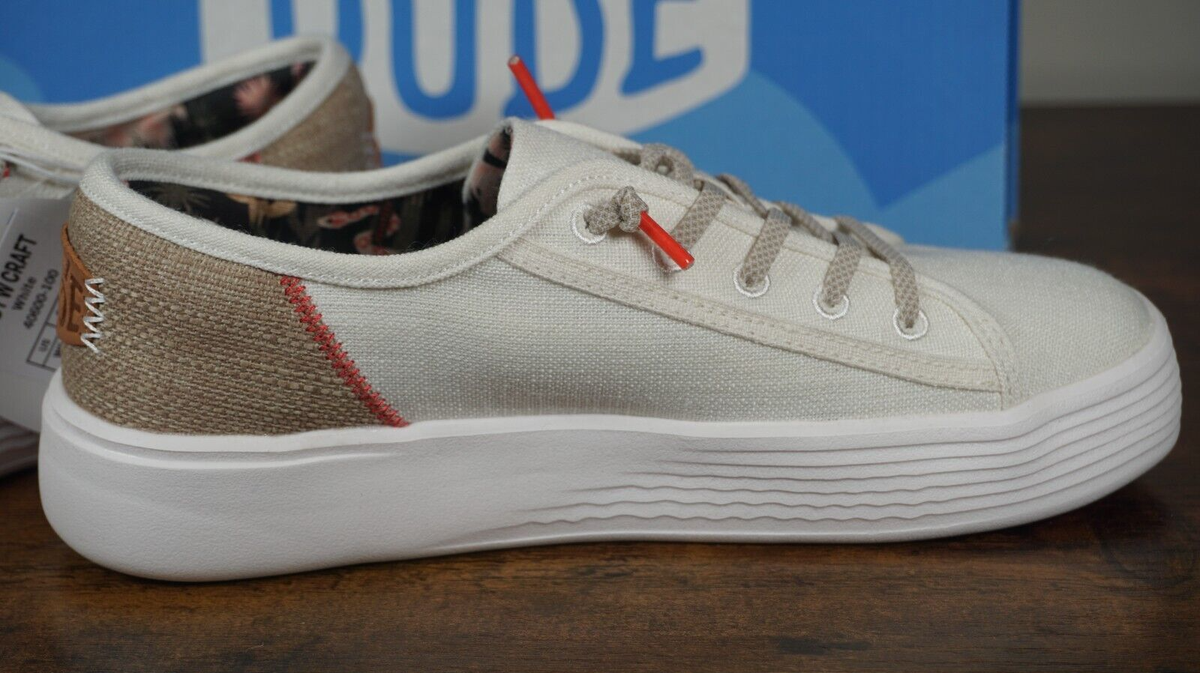Hey Dude Cody Craft Linen Women\'s Shoes Sneakers Size 7 White Slip On Casual Hey Dude - Brandclub - HEYDUDE Cody (LTT) Craft Linen White  main image 4