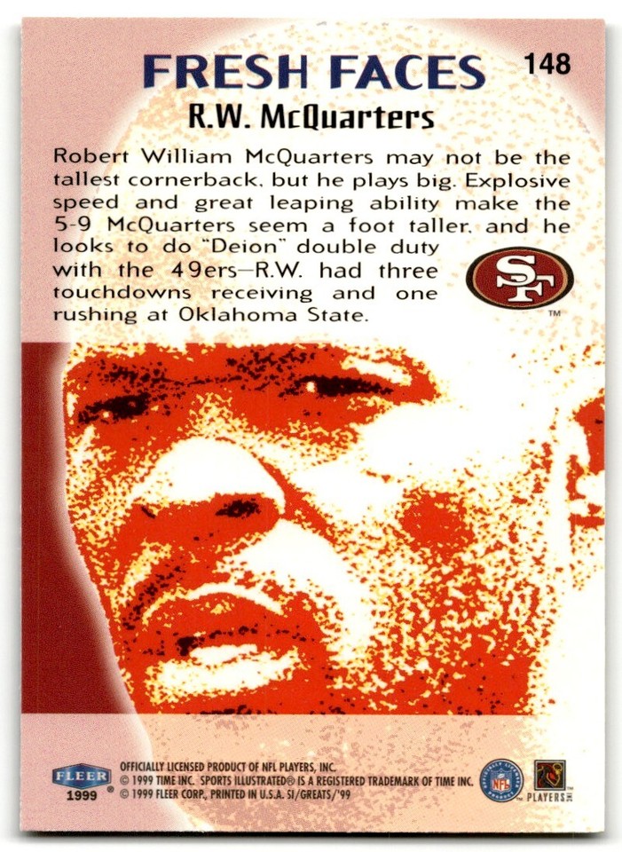 Photo Dédicacée R.W. McQuarters (49ers) – Signée à La Main – Format 8x10