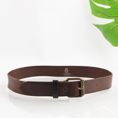 H&M Women's Belt Size Small 30 Brown Leather Gorpcore Made in