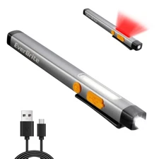 EverBrite Rechargeable LED Pen Flashlight COB Light 6 Modes Pocket Light w/USB C