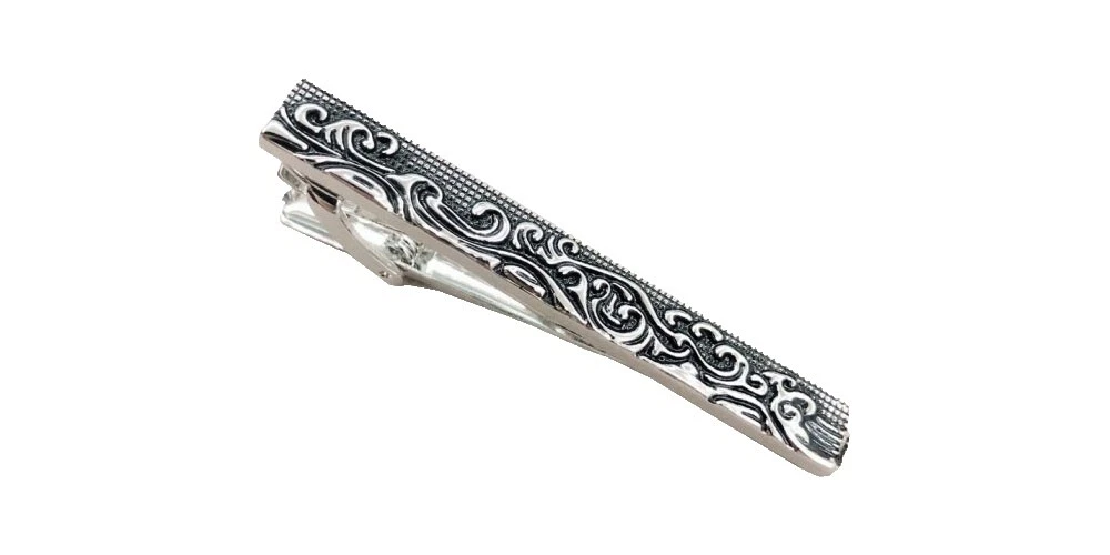 镀白金领带扣与扣针无宝石男