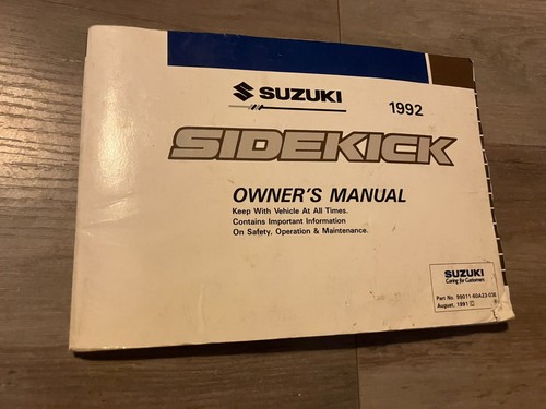 VTG 1992 Suzuki Sidekick Owners Manual
