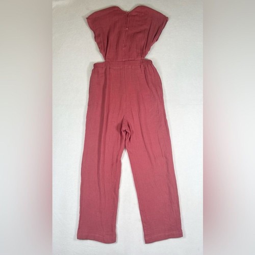 HELLO FRANKI by Francesca's Girls 100% Cotton Coral Pink Side Cutout Jumpsuit 10 - Picture 3 of 14