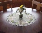 Fleur Latte Gold Daisy Sage Green Table Topper (23" Round)