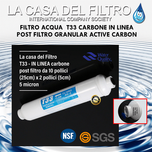 Cartuccia Filtro Acqua T33 da 10 per Osmosi Inversa, Asta Alimentata Ad Acqua E Filtrazione di Particelle, Adatta per Contenitori Filtro Standard da 10 Confezione da 3