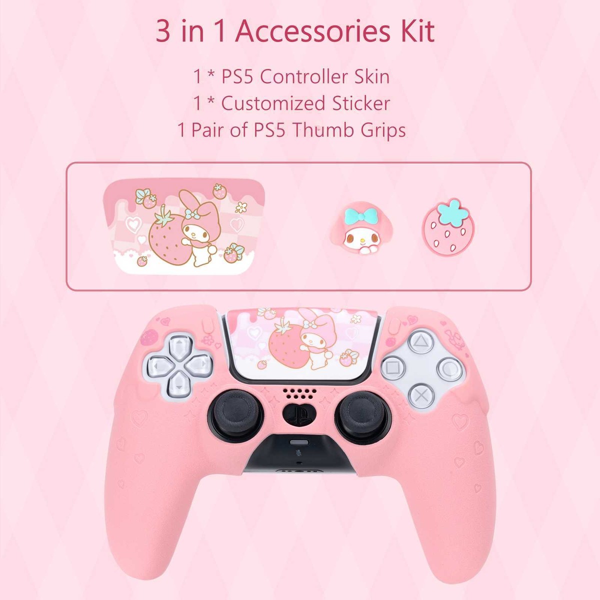 GeekShare X Sanrio Silicone PS5 Controller Skin +Thumb Grips+Sticker Melody  Case