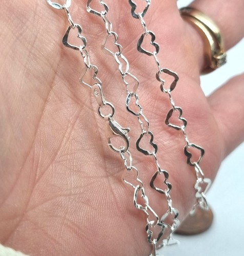 925 Sterling Silver Bracelet Ladies Heart Link Chain - 5mm - 7.5inch - Imagen 9 de 18