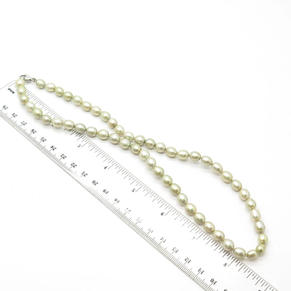 925 Sterling Silver Real Pearl Ball Chain Necklace 16" - Image 2 of 4