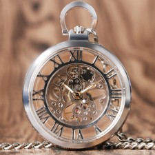 Steampunk Wind-up Mechanical Skeleton Pocket Watch Vintage Chain Pendant Watches