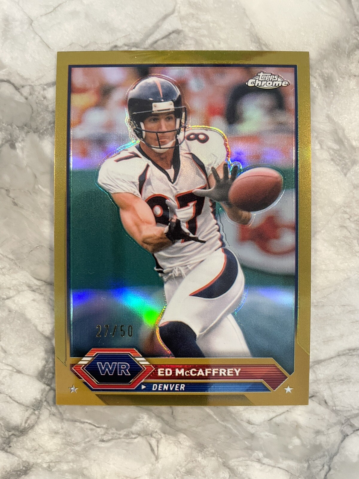 2023 Topps Composite Ed McCaffrey Chrome Gold Refractor /50! Broncos #42