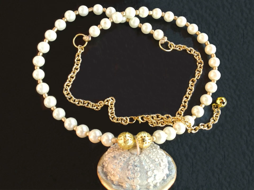 Joyería Mujer Collar de Perlas Colgante de Lujo Art Deco Medusas Pluma de Avestruz Foto 4 de 4