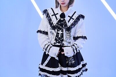 【Kashiko】Ribbon Belted Preppy Jacket 2Colors Yabi Preppy punk Y2K virtual spell lace hem sailor collar