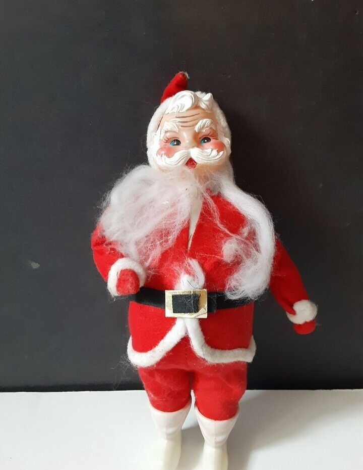 Vintage Santa Doll 10” Made In Japan Sticker Christmas Kitsch Rare