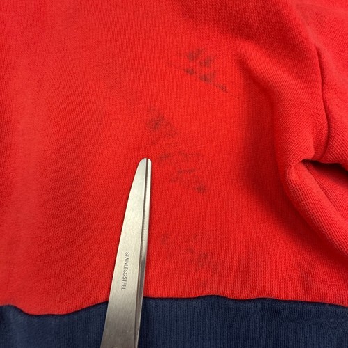 Adidas Hoodie Boys Small 8 Red Blue Pullover Logo Sweatshirt 3 Stripes Athletic - Picture 12 of 13