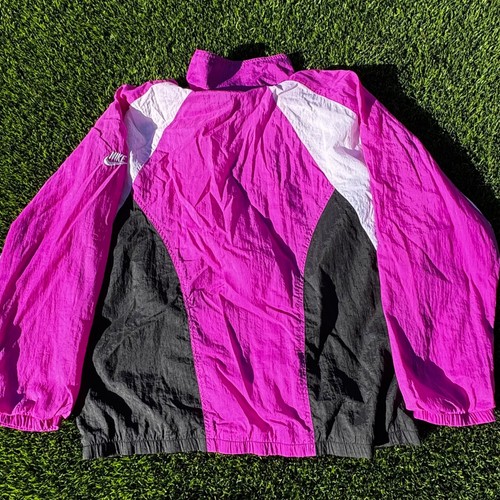 Vintage Nike 90’s Windbreaker Track Jacket Size Large Black Pink Women - Picture 4 of 13