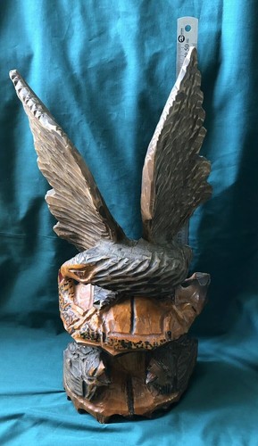 Vintage Ukrainian HAND CARVED WOODEN SCULPTURE Eagle (#1106) - Picture 9 of 11