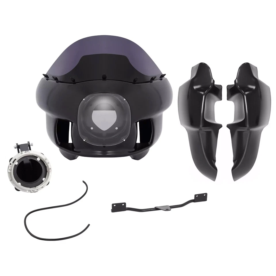 Carenado delantero de deslizamiento ancho para Harley Dyna Low Rider + carenado de patas + montaje de faros Foto 2 de 4