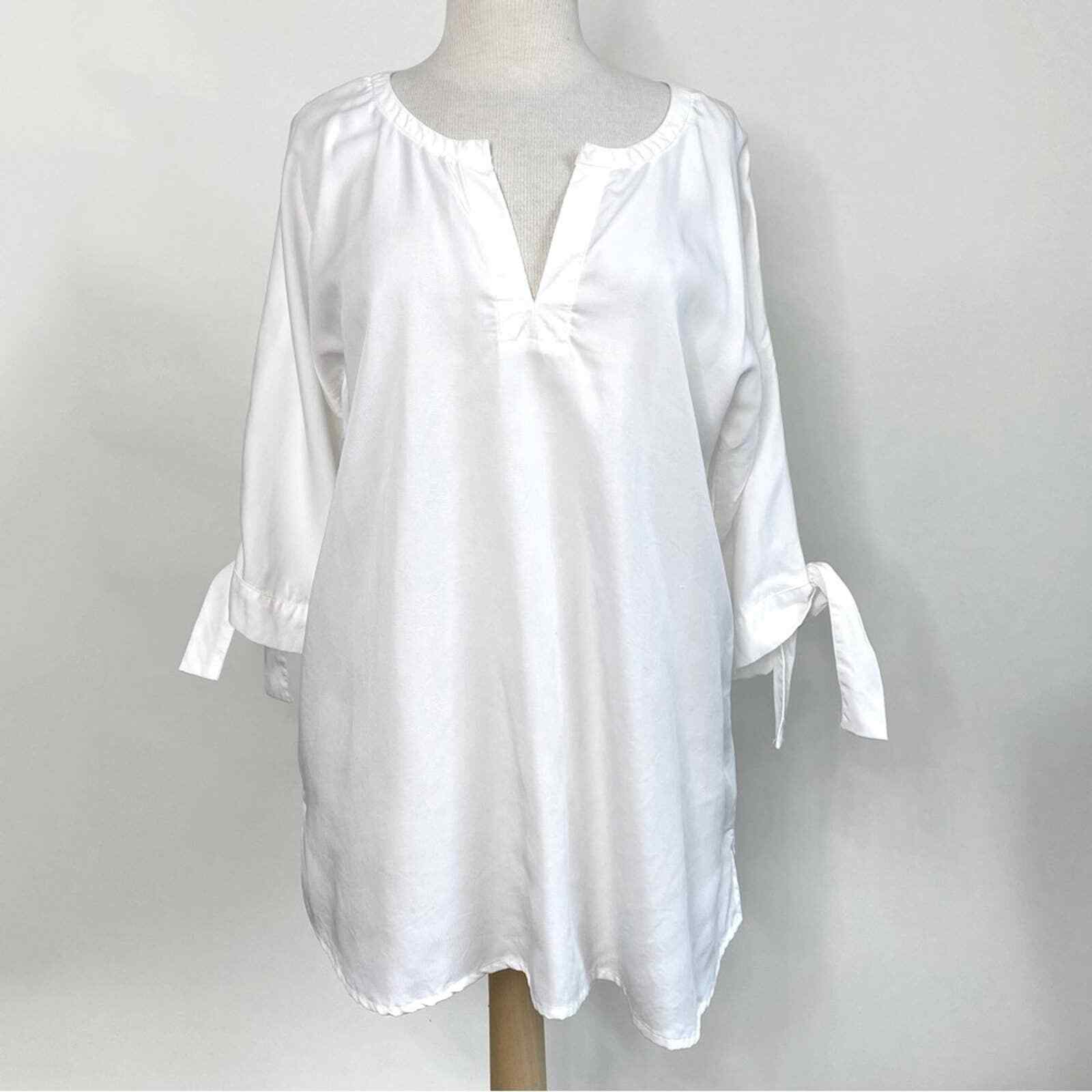 Soft Surroundings top tunic white split sleeve ve… - image 1