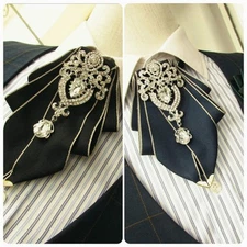 Men Groom Bridal Wedding Party Ribbon Bling Rhinestone Bow Tie Charming Necktie 