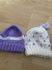 Baby Toddler Girls Hats X 2 New Handmade 1 To 3 Years New