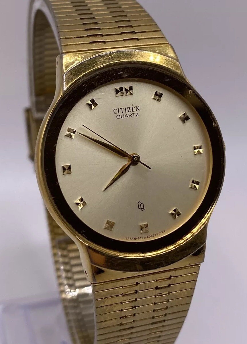 Vintage Citizen Quartz Gold Tone Round Slim Elegant Dress