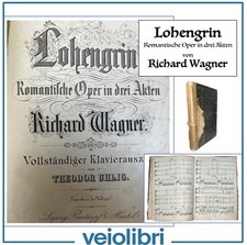 Antico spartito musicale opera Lohengrin Richard Wagner tedesco originale epoca