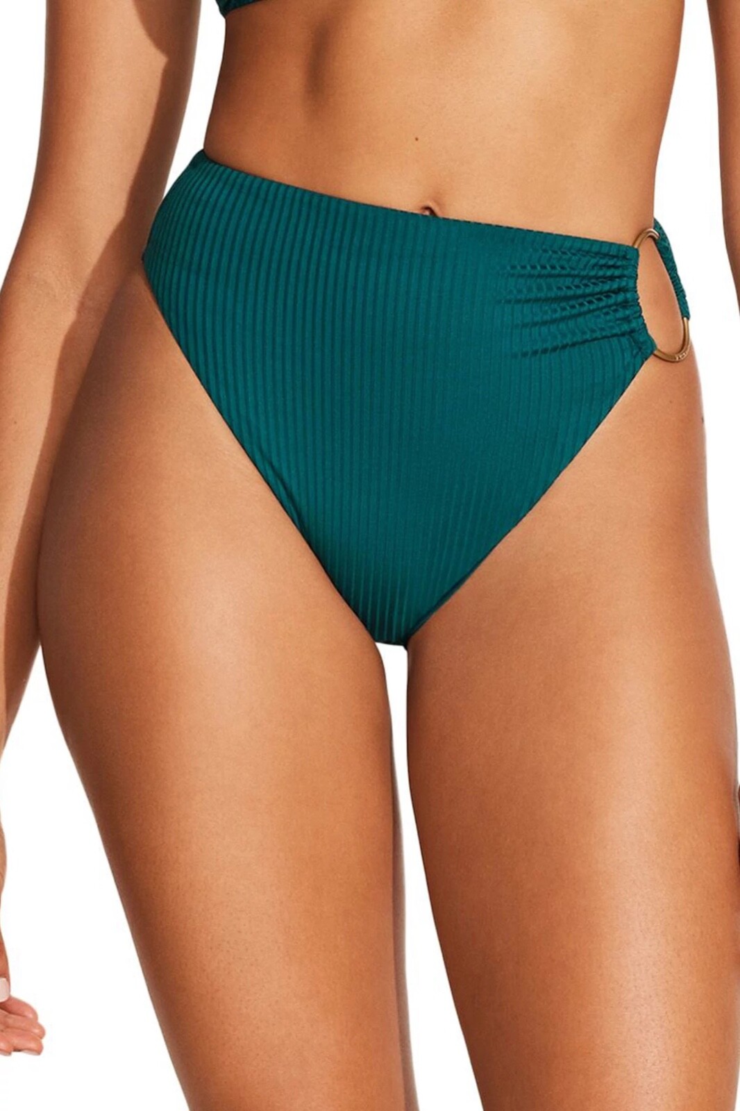 New! $110 Vitamin A Lolita High Waist Bikini Bottoms Emerald Ecorib Sz L