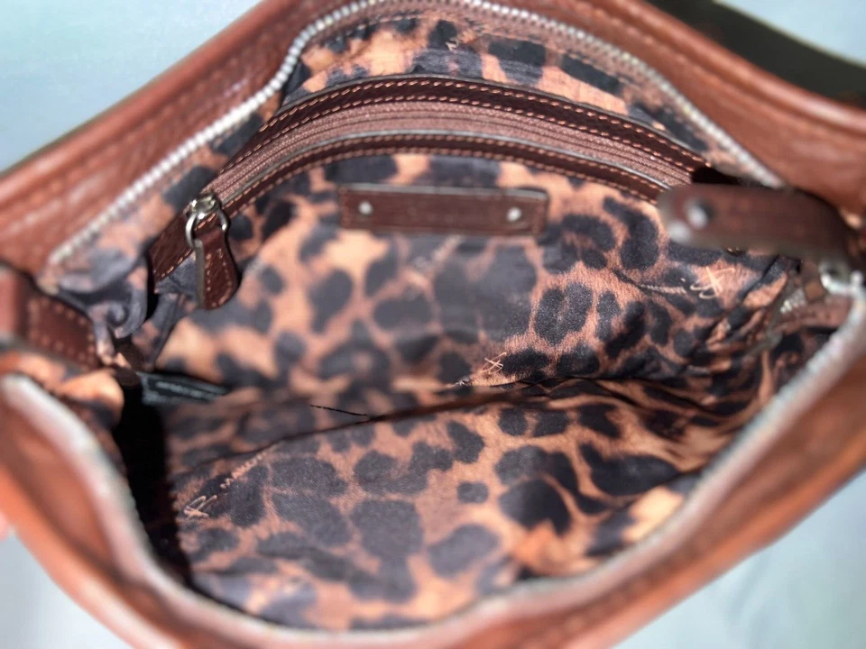 Bolsa de ombro B. MAKOWSKY conhaque couro marrom seixo - sem alça - Imagem 3 de 4