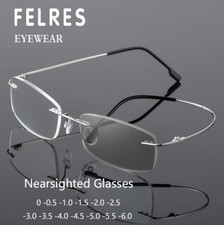 Men Metal Myopia Photochromic Nearsighted Glasses Square Outdoor Sunglasses New