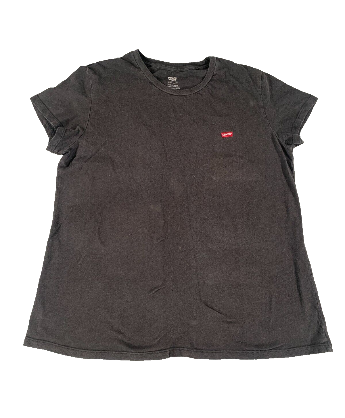 Levis Black Crew Neck T-Shirt with Red Tab Logo Soft Cotton XL #4133 Casual Fit