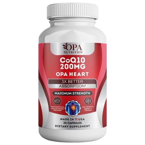 OPA Heart Health Coenzyme CoQ10 200mg High Absorption Antioxidant - 30 Ct. - Picture 1 of 8