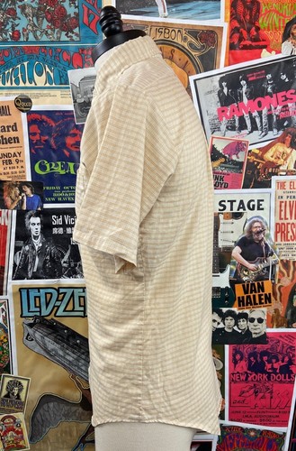 VTG Mens 60s-70s Khaki Windowpane Check Campus All Cotton Button Down Shirt - Picture 7 of 10
