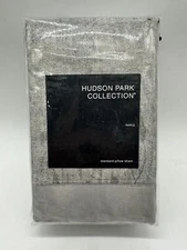 NEW Hudson Park Ripple Texture Standard Quilted Pillowsham Pale Silver