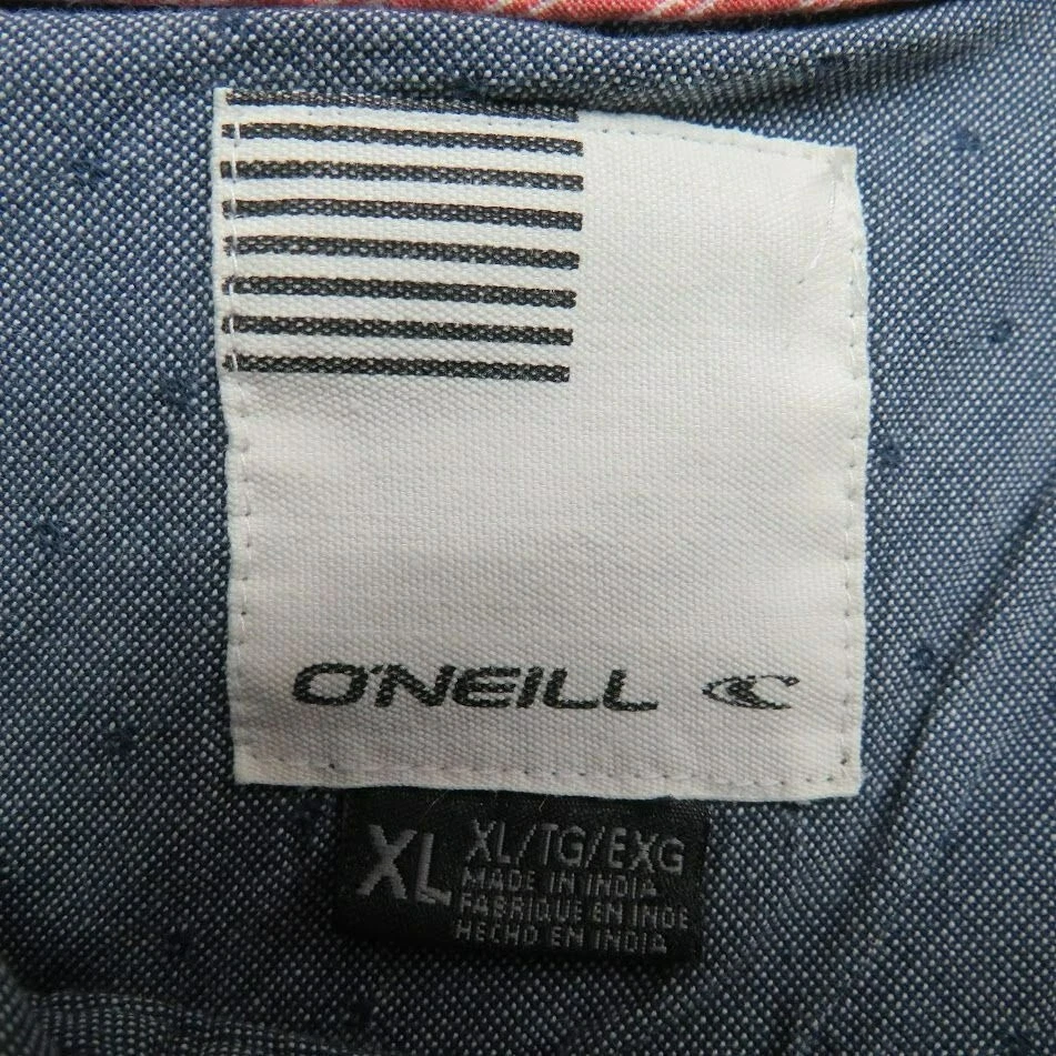 Camisa abotonada O'Neill para hombre talla XL azul lunares manga corta 100 % algodón Foto 3 de 4
