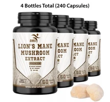 Lions Mane Mushroom Capsules | 50% Poly | 240 Count | Vegetarian | by SMS