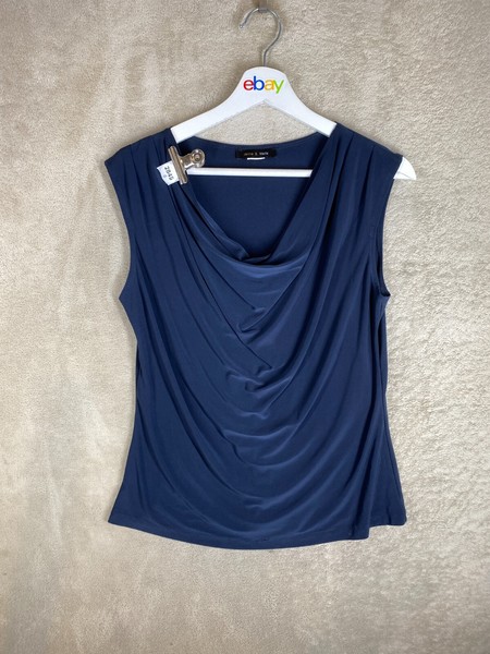 Jennie & Marlis Casual Blouse Top Size M Womens Blue Sleeveless