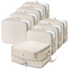 Clothes Storage Bag 8 Pack, 19L Compression Storage Bags 19L x 8 Pack Beige