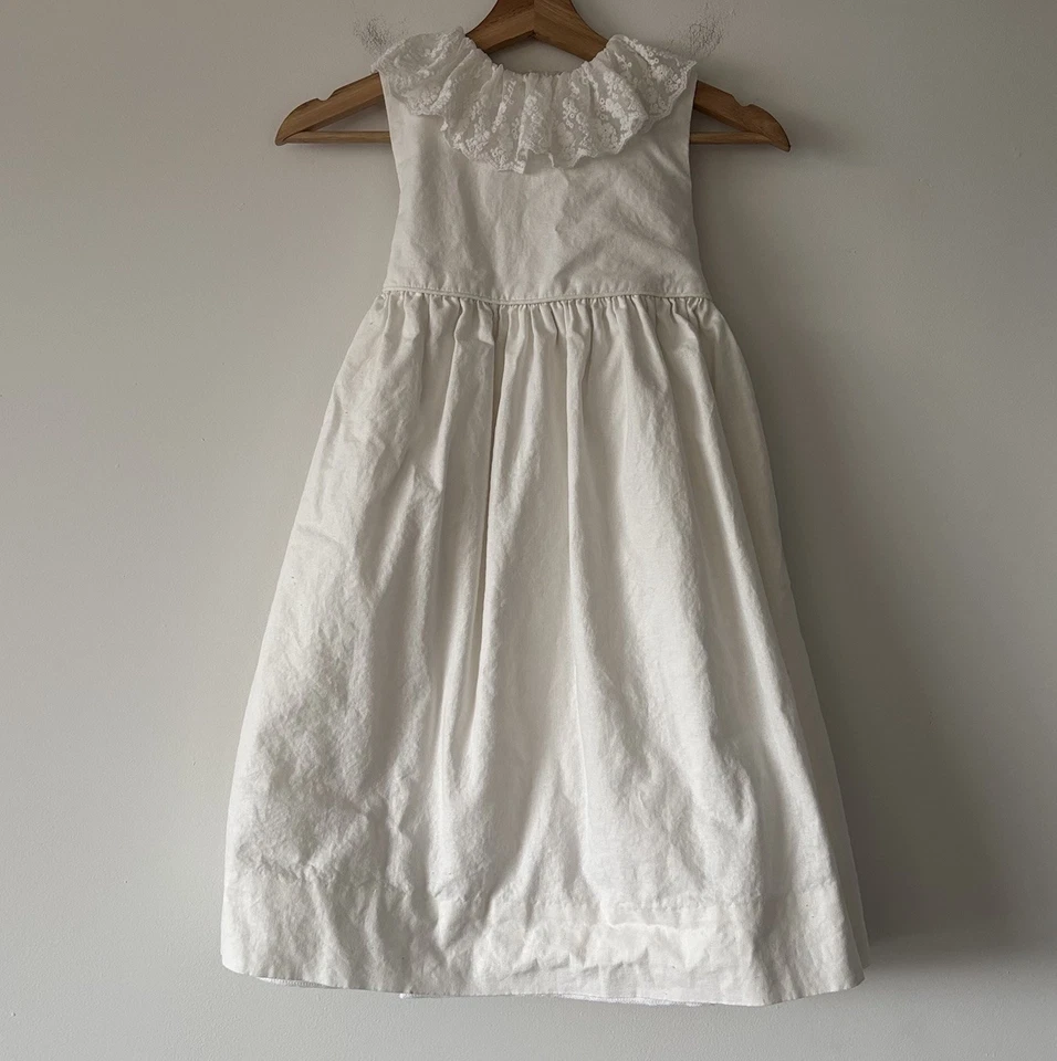 Vestido Bailey Niños Niña Talla 6 Lino Algodón Boda Flor Niña Vacaciones Campesino De Colección Foto 2 de 4