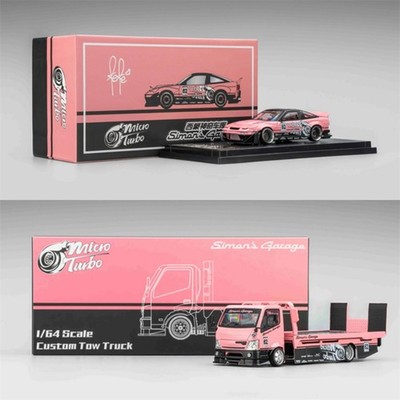 Micro Turbo x Simons Garage 1:64SlMON'S GARAGE/S13 Silvia 180SX Pink Livery Car