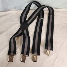 Carhartt Men's Heavy Duty Suspenders 2" Wide, Gray/Black Stripes, Nice