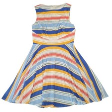 Donna Morgan Fit & Flare Dress Size 4 Multicolor Striped Retro A-Line GUC