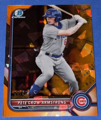 2022 Bowman Chrome Sapphire Pete Crow-Armstrong Orange Jersey# 4/50 Chicago Cubs