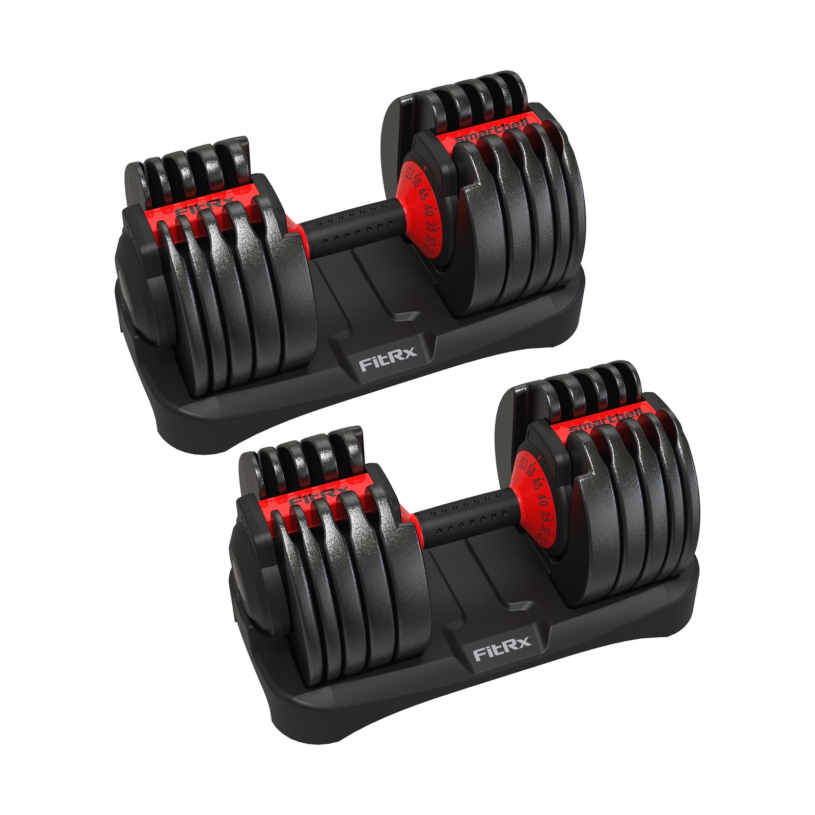 FitRX Adjustable Dumbbells, 52.5Lb Set with Quick-Select Weight Home Gym