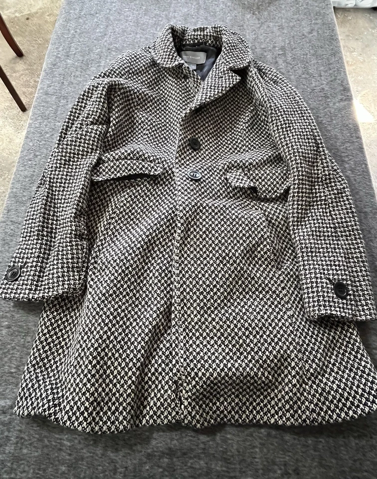 Chaqueta de chaquetón Ann Taylor para mujer de tweed blanco y negro de longitud media talla 4 Foto 3 de 4