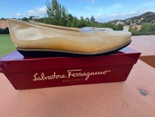 NIB Vintage 1992 Strana "Beige" Patent Leather Salvatore Ferragamo Shoes 8.5 B