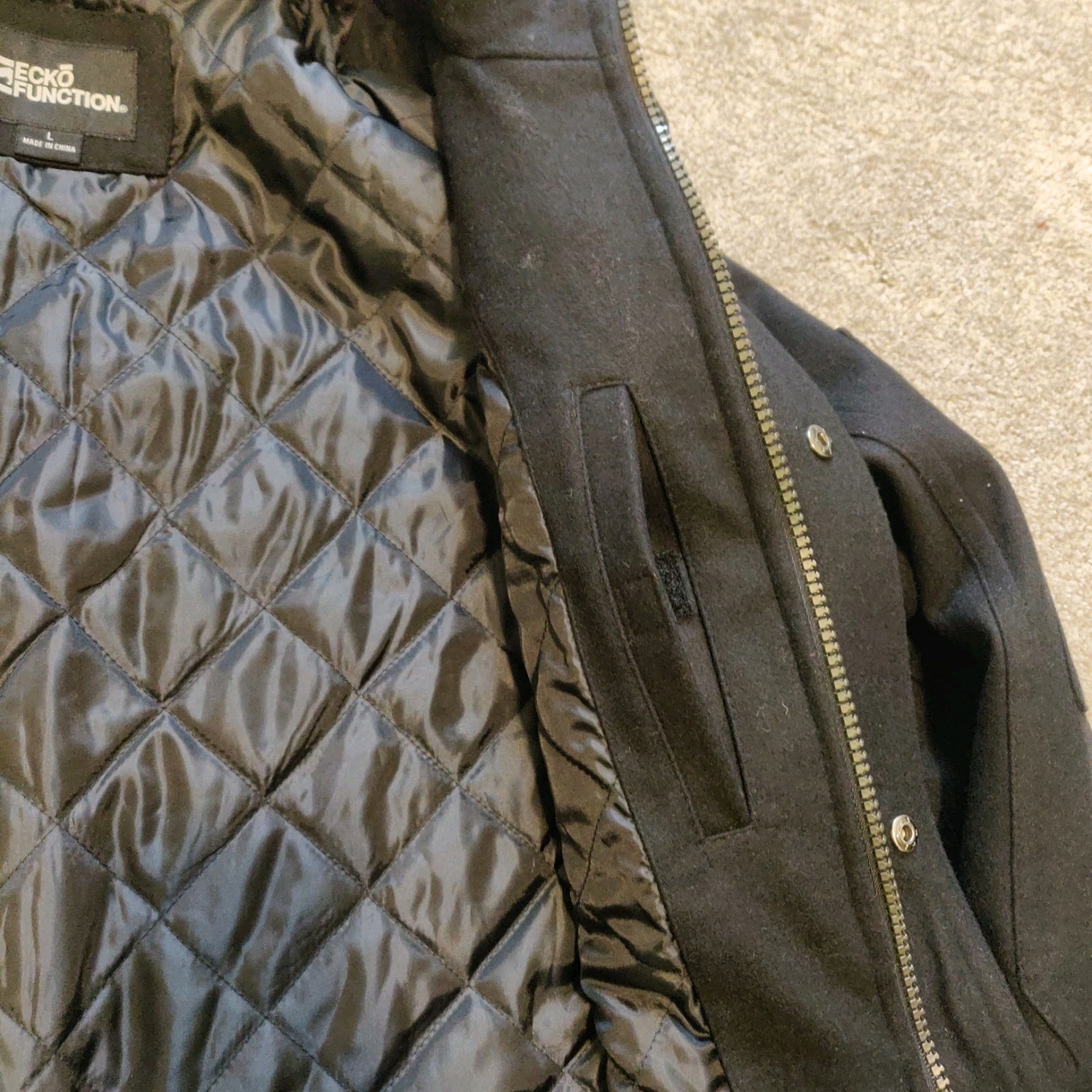 Ecko Function Heavy Black Wool Blend Jacket Zip H… - image 6