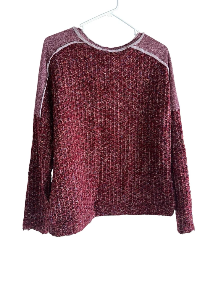 Suéter UMGEE Talla M VINO Multicolor Borde Crudo Detalle Hombro Caído Medios Mixtos Foto 2 de 4