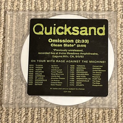 Quicksand - Omission/Clean Slate [Live] PROMO CD with Sticker SLIP NON-LP TRACK!