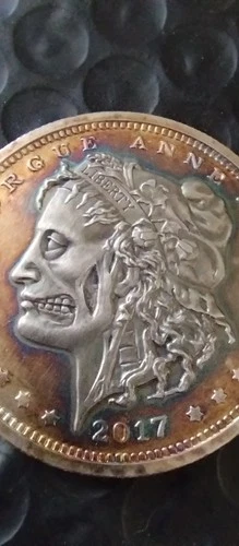 ZOMBUCKS 1oz .999 SILVER Morgue Anne Toned UNIQUE COLLECTIBLE MorganDolr Zombie